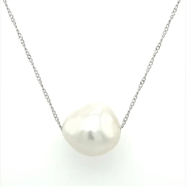 SS Necklace with 12 mm White South Sea Pearl 16