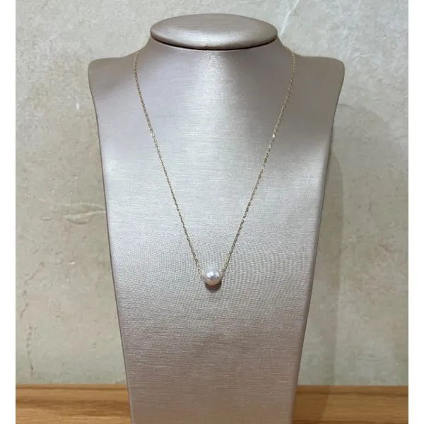 18KY Necklace with 7.5 - 8 mm White Akoya Pearl 16