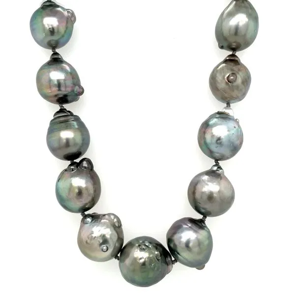 14 - 17.2 mm Baroque Black Tahitian Pearl Necklace with SS Clasp 20