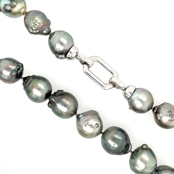 14 - 17.2 mm Baroque Black Tahitian Pearl Necklace with SS Clasp 20