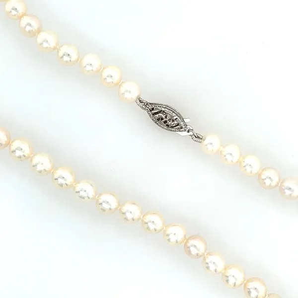 5.3 - 5.5 mm Freshwater Pearl Necklace for Youth with White Gold Clasp 14