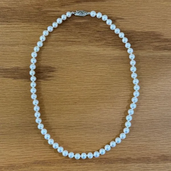 5.3 - 5.5 mm Freshwater Pearl Necklace for Youth with White Gold Clasp 14
