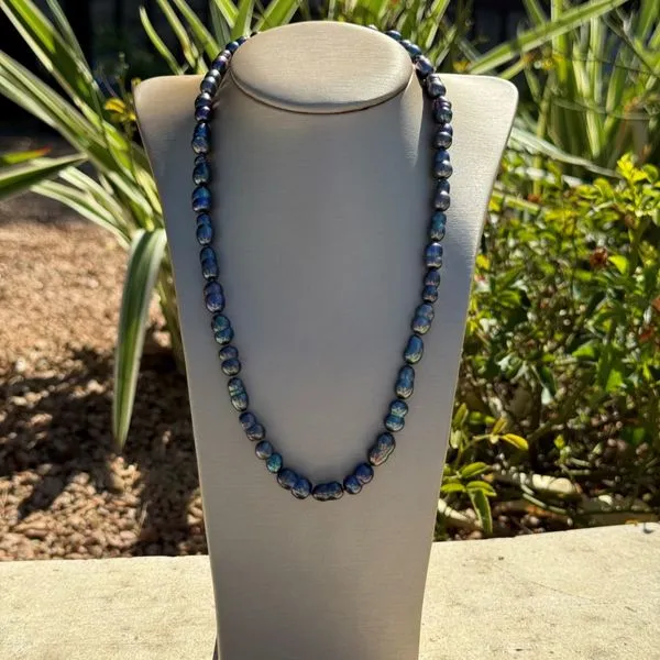 Various Shaped Black Cultured Fresh Water Pearls Necklace with Silver Clasp 17