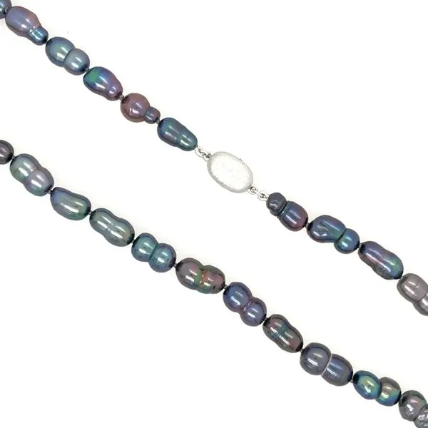 Various Shaped Black Cultured Fresh Water Pearls Necklace with Silver Clasp 17