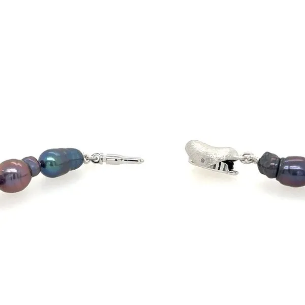 Various Shaped Black Cultured Fresh Water Pearls Necklace with Silver Clasp 17