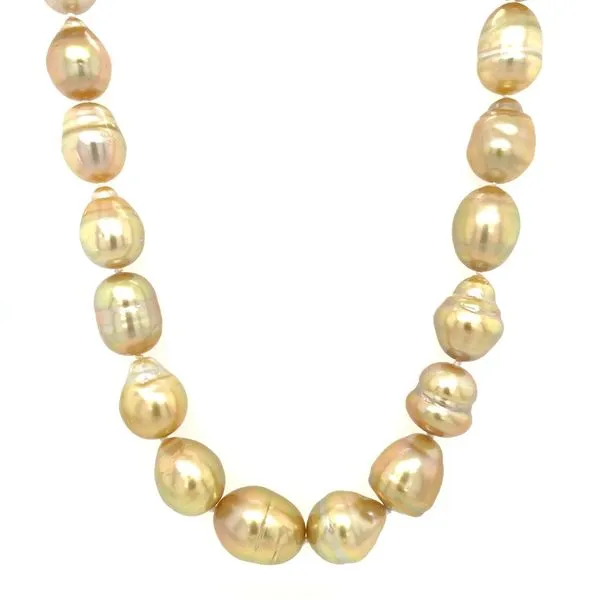 10 - 12.2 mm Golden South Sea Pearl Necklace with Yellow Gold Clasp Image 2 Franzetti Jewelers Austin, TX
