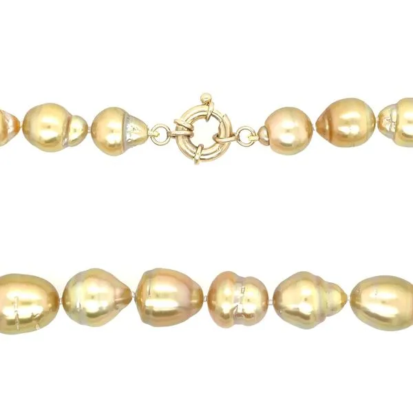 10 - 12.2 mm Golden South Sea Pearl Necklace with Yellow Gold Clasp Image 3 Franzetti Jewelers Austin, TX