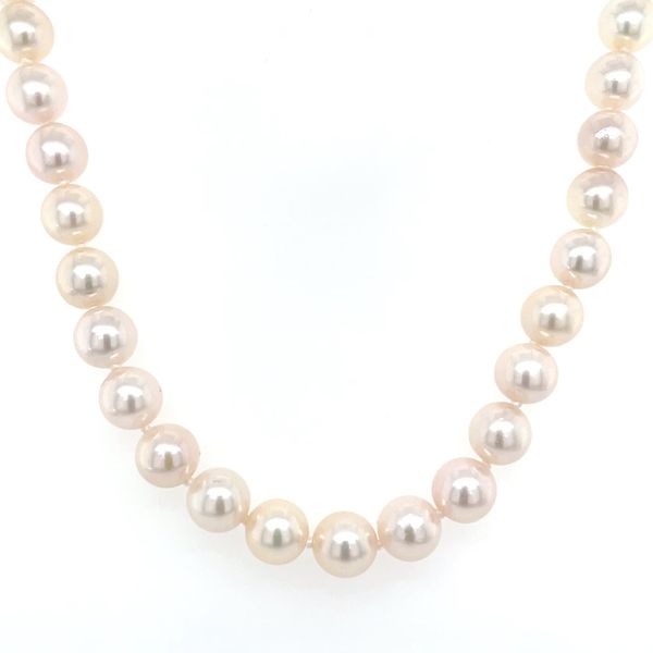 6.5 - 7 mm White Akoya Pearl Necklace with Yellow Gold Clasp Franzetti Jewelers Austin, TX