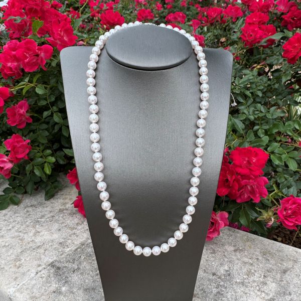6 - 6.5 mm White Akoya Pearl Necklace with White Gold Clasp Image 3 Franzetti Jewelers Austin, TX