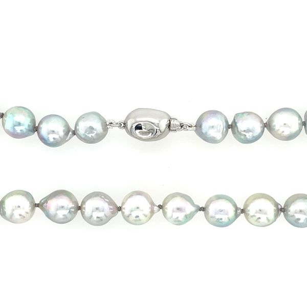 8.5 - 9 mm Gray Akoya Pearl Necklace with White Gold Clasp Image 4 Franzetti Jewelers Austin, TX