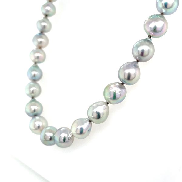 8.5 - 9 mm Gray Akoya Pearl Necklace with White Gold Diamond Clasp Image 5 Franzetti Jewelers Austin, TX