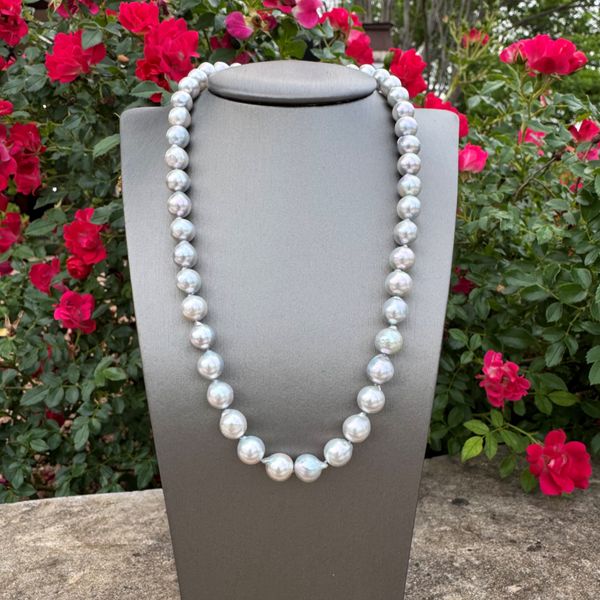8 - 8.5 mm Gray Akoya Pearl Necklace with White Gold Clasp Image 3 Franzetti Jewelers Austin, TX