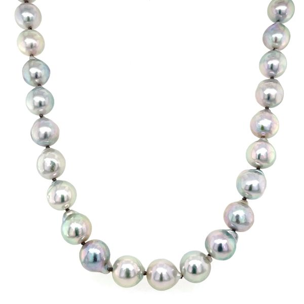 8 - 8.5 mm Gray Akoya Pearl Necklace with White Gold Clasp Franzetti Jewelers Austin, TX