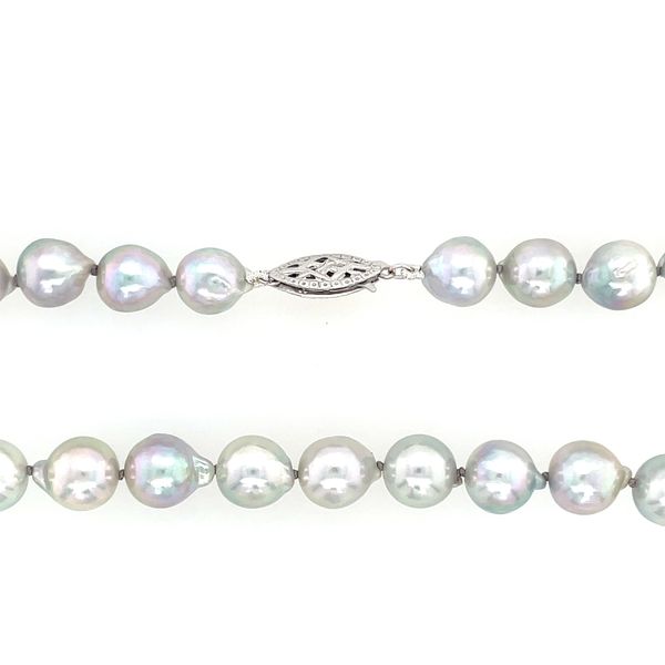 8 - 8.5 mm Gray Akoya Pearl Necklace with White Gold Clasp Image 4 Franzetti Jewelers Austin, TX