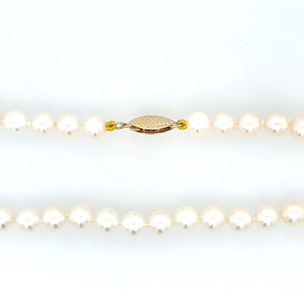 5.5 - 6 mm White Freshwater Pearl Necklace with Yellow Gold Clasp Image 4 Franzetti Jewelers Austin, TX