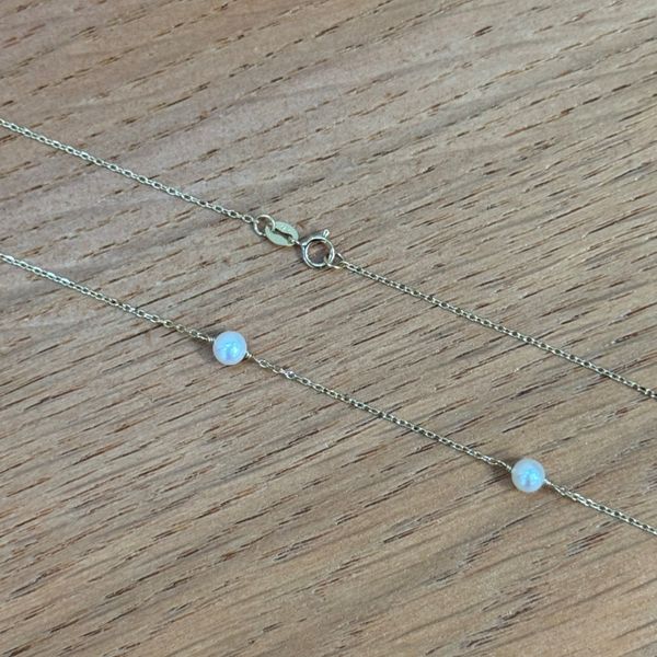 14K Yellow Gold 4.25 mm Pearl Station Necklace 18