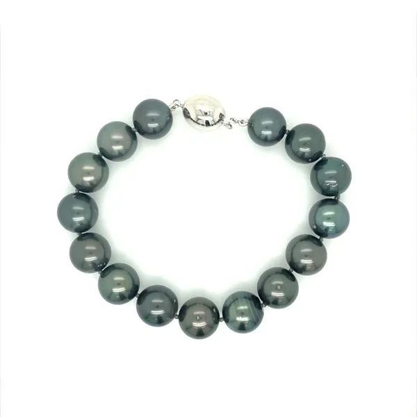 11 - 12 mm Black Tahitian Pearl Bracelet with 14KW Gold Clasp 8