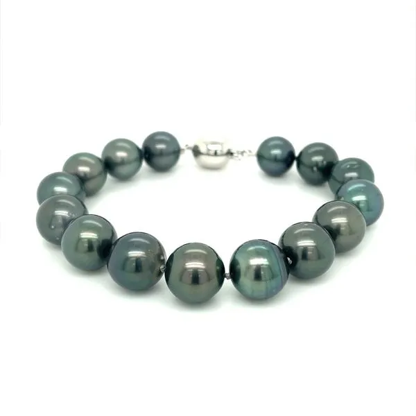 11 - 12 mm Black Tahitian Pearl Bracelet with 14KW Gold Clasp 8