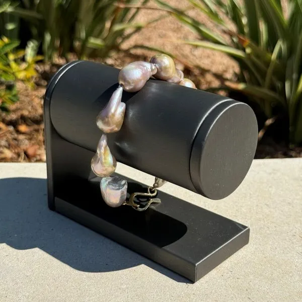 Baroque Shaped Fresh Water Pearl Bracelet with Vermeil Clasp 9