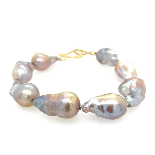 Baroque Shaped Fresh Water Pearl Bracelet with Vermeil Clasp 9