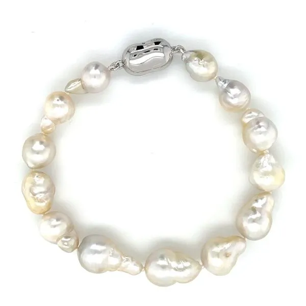 Baroque Shaped South Sea Pearl Bracelet with Silver Clasp 8