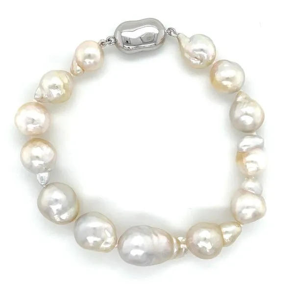 Baroque Shaped South Sea Pearl Bracelet with Silver Clasp 8