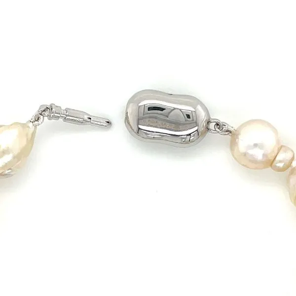 Baroque Shaped South Sea Pearl Bracelet with Silver Clasp 8