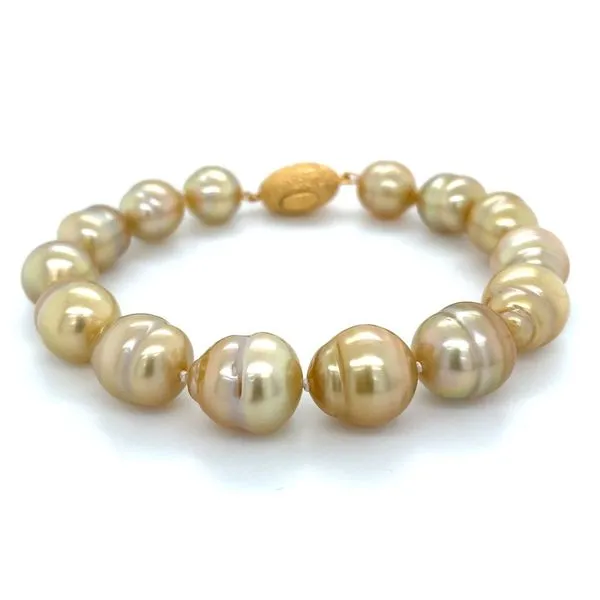 Baroque Shaped Golden South Sea Pearl Bracelet with Vermeil 8
