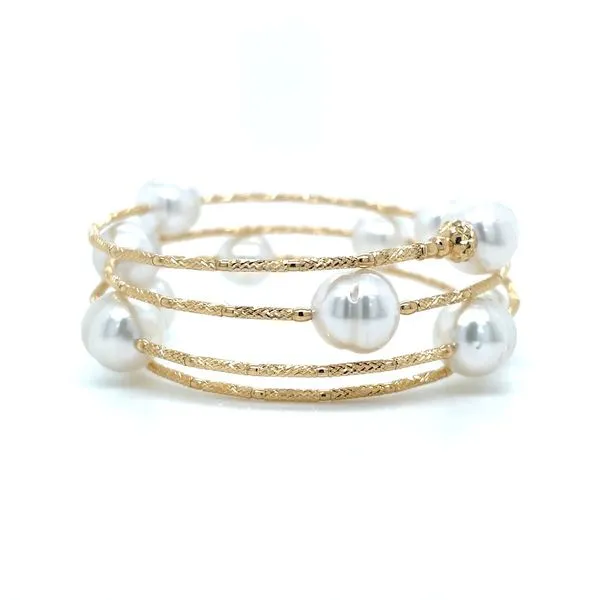 18KY Gold Wrap On Flexible Bracelet with South Sea Pearls Image 4 Franzetti Jewelers Austin, TX