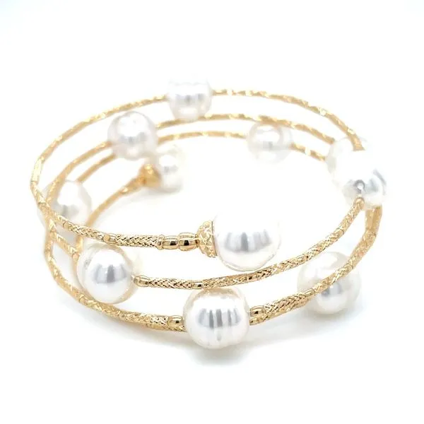 18KY Gold Wrap On Flexible Bracelet with South Sea Pearls Franzetti Jewelers Austin, TX
