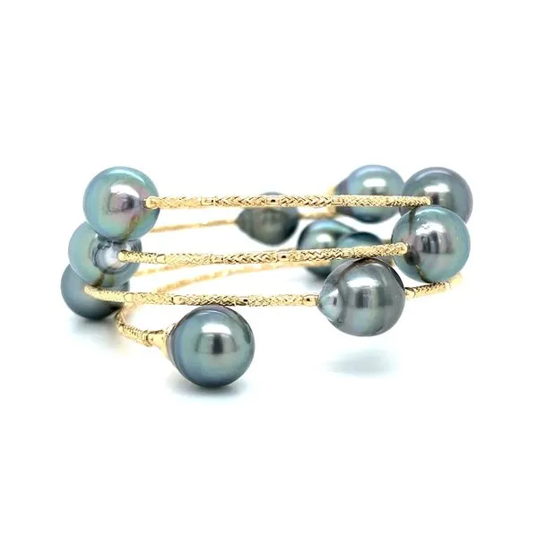 18KY Gold Wrap On Flexible Bracelet with Tahitian Pearls Image 4 Franzetti Jewelers Austin, TX
