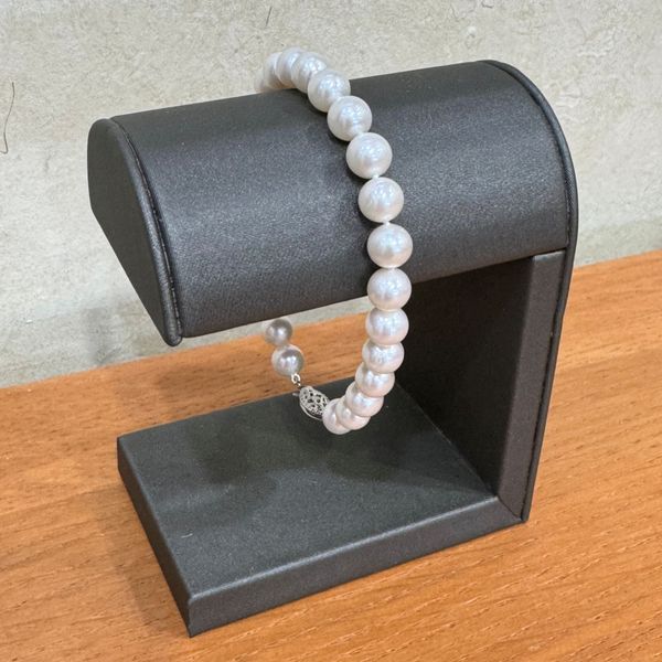 7 - 7.5 mm White Freshwater Pearl Bracelet with White Gold Clasp 8