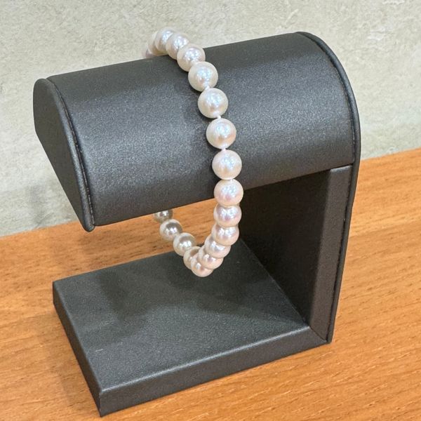 7 - 7.5 mm White Akoya Pearl Bracelet with Yellow Gold Clasp 7.5