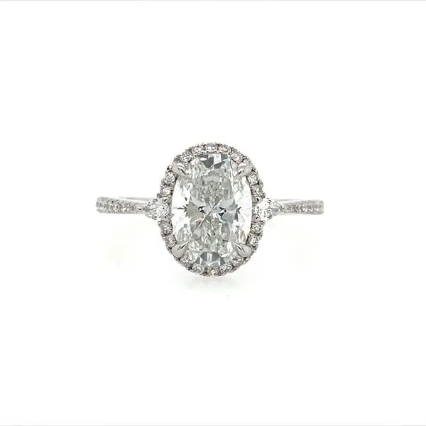 14KW Gold Halo Engagement Ring with 1.63 Ct Oval Lab Diamond Franzetti Jewelers Austin, TX