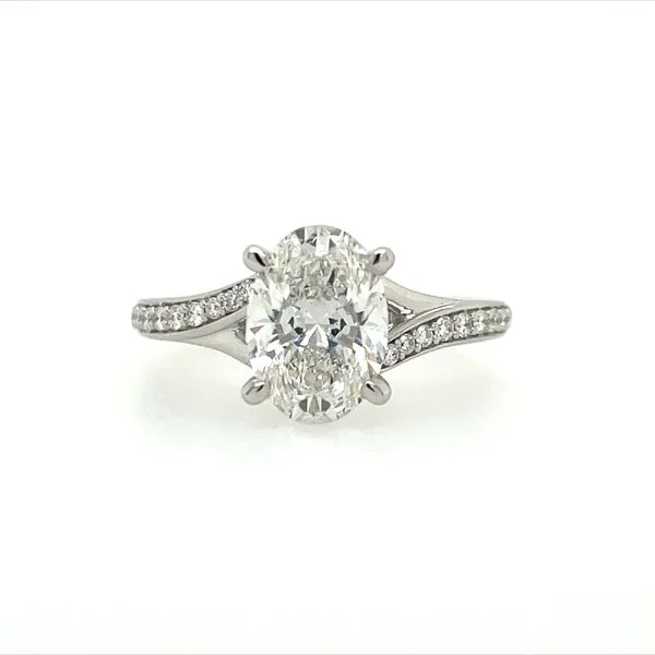 14KW Gold Split Shank Engagement Ring with 2.02 Ct Oval Lab Diamond Franzetti Jewelers Austin, TX