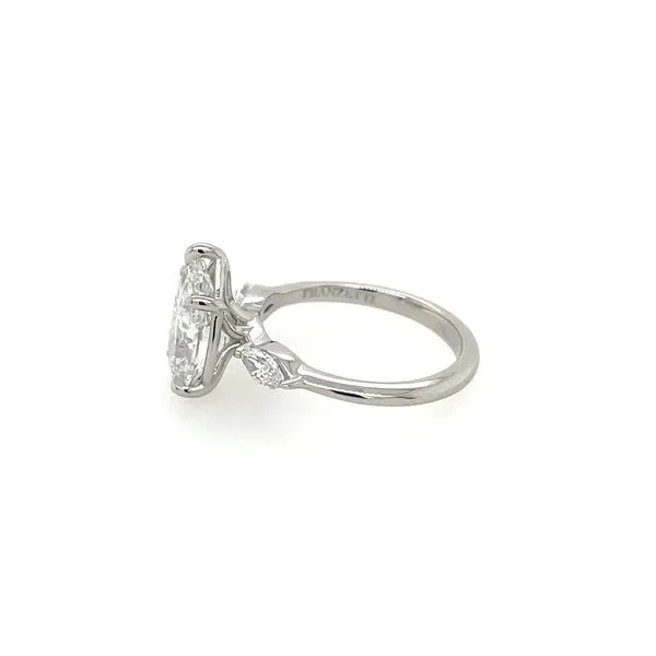 Platinum 3 Diamond Engagement Ring with 3.01 Ct Pear Lab Diamond & Marquises Image 4 Franzetti Jewelers Austin, TX