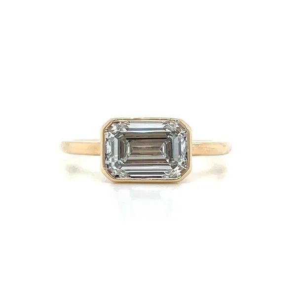 14KY Gold East to West Bezel Set Engagement Ring with 2.07 Ct Emerald Lab Diamond Franzetti Jewelers Austin, TX