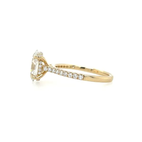 14KY Gold Hidden Halo Cathedral Engagement Ring with 2 Ct Oval Lab Diamond Image 4 Franzetti Jewelers Austin, TX