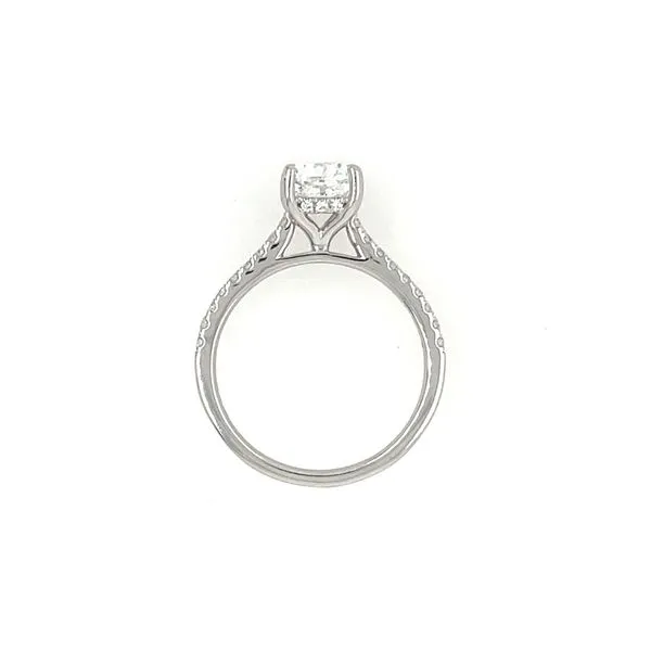 14KW Gold Hidden Halo Cathedral Engagement Ring with 1.5 Ct Cushion Lab Diamond Image 5 Franzetti Jewelers Austin, TX