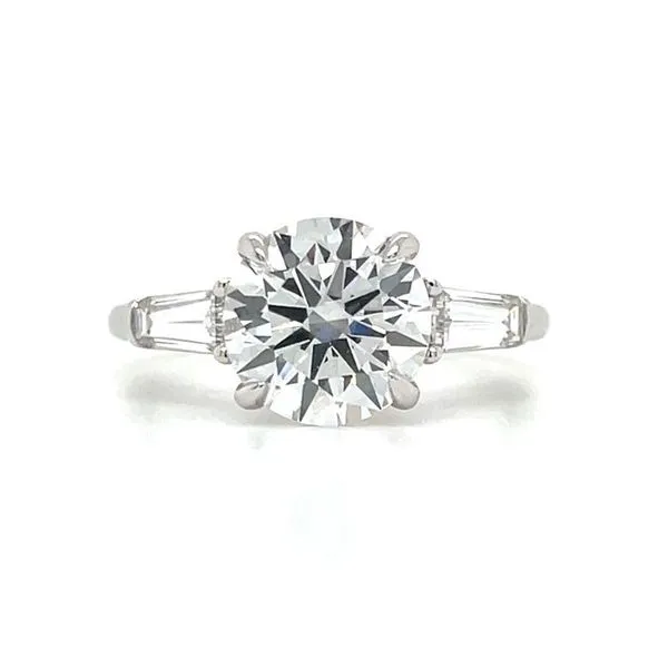 14KW Gold 3 Stone Engagement Ring with 2.50 Ct Round Lab Diamond Franzetti Jewelers Austin, TX