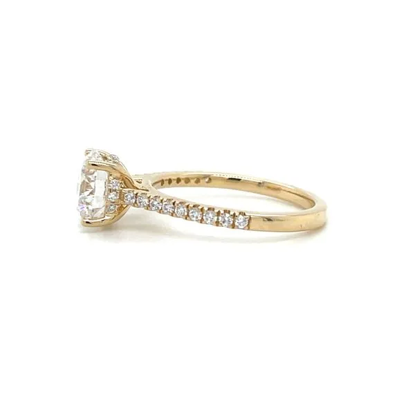 14KY Gold Hidden Halo Cathedral Engagement Ring with 2.02 Ct Round Lab Diamond Image 4 Franzetti Jewelers Austin, TX