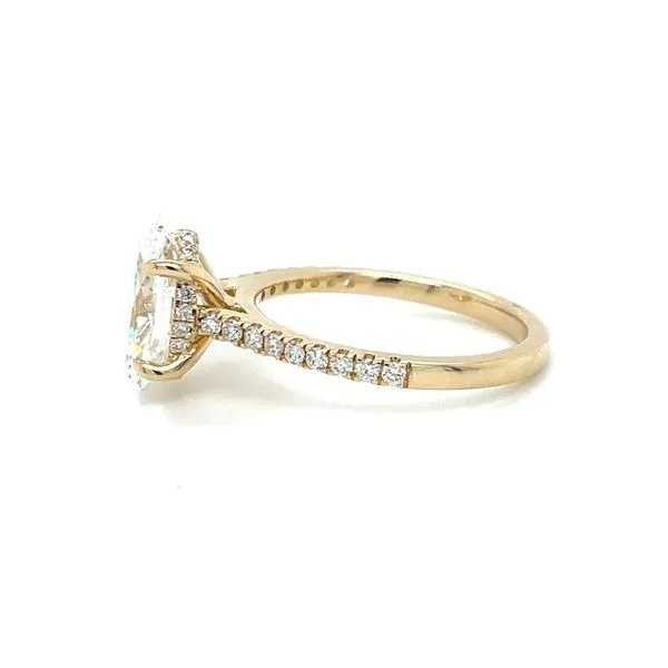 14KY Gold Hidden Halo Cathedral Engagement Ring with 2.62 Ct Oval Lab Diamond Image 4 Franzetti Jewelers Austin, TX