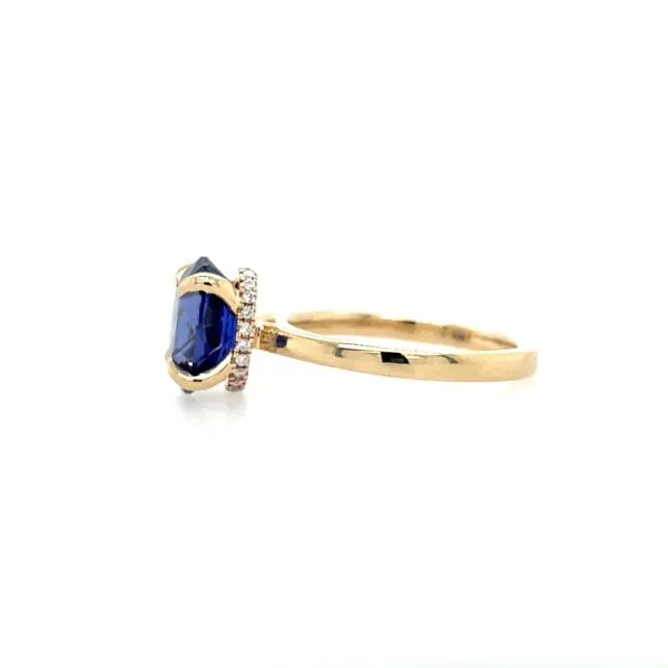 14KY Gold Hidden Halo Engagement Ring with 10 x 8 MM Oval Lab Blue Sapphire Image 4 Franzetti Jewelers Austin, TX
