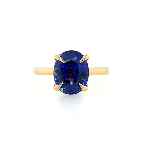 14KY Gold Hidden Halo Engagement Ring with 10 x 8 MM Oval Lab Blue Sapphire Franzetti Jewelers Austin, TX