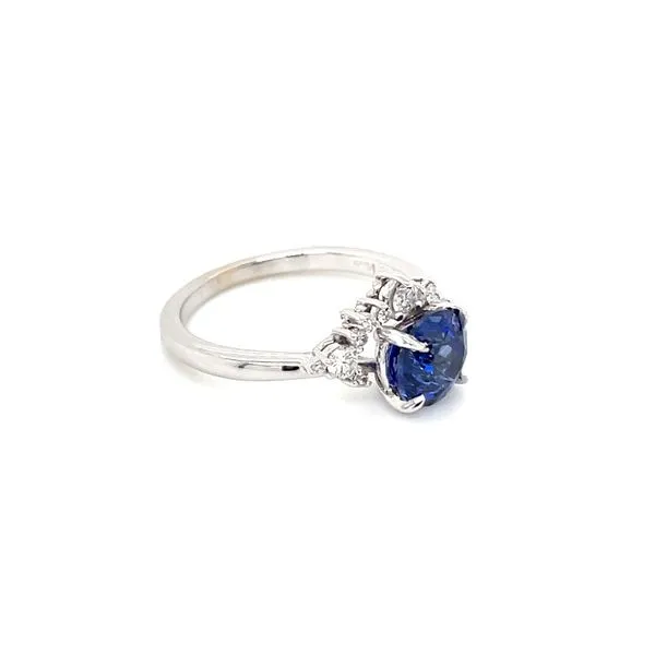 14KW Gold Accented Engagement Ring with 6.5 MM Round Lab Blue Sapphire Image 4 Franzetti Jewelers Austin, TX