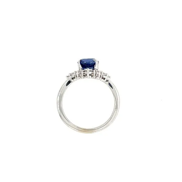 14KW Gold Accented Engagement Ring with 6.5 MM Round Lab Blue Sapphire Image 5 Franzetti Jewelers Austin, TX