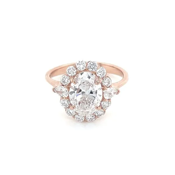 14KR Gold Fancy Halo Engagement Ring with 1.79 Ct Oval Lab Diamond Image 4 Franzetti Jewelers Austin, TX