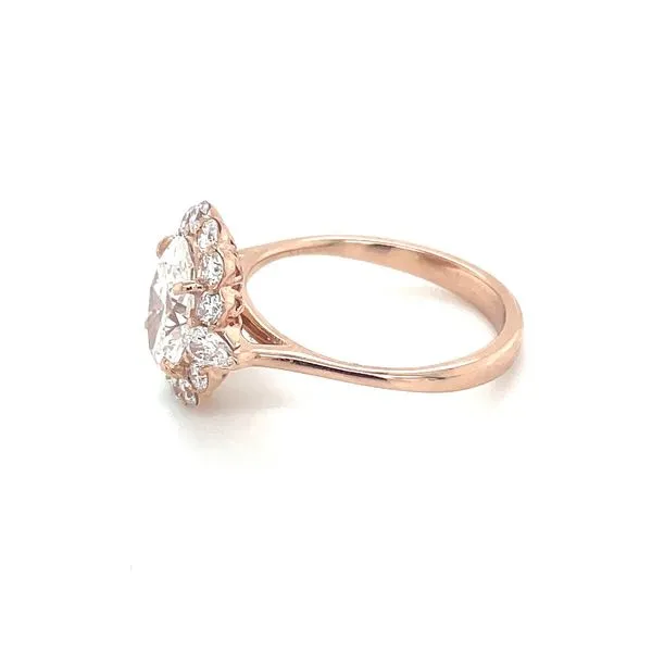 14KR Gold Fancy Halo Engagement Ring with 1.79 Ct Oval Lab Diamond Image 5 Franzetti Jewelers Austin, TX