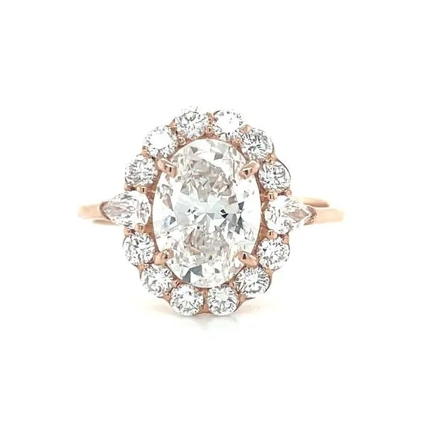 14KR Gold Fancy Halo Engagement Ring with 1.79 Ct Oval Lab Diamond Franzetti Jewelers Austin, TX