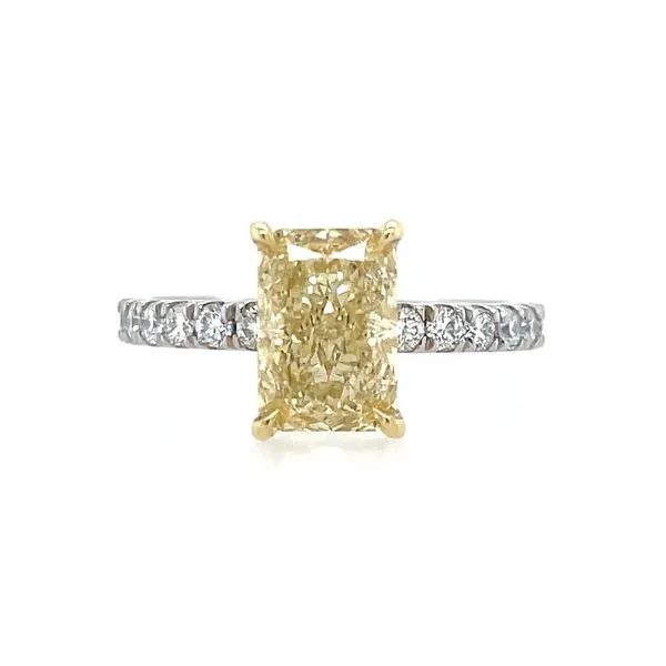 Platinum & 18KY Engagement Ring with 2.03 Ct Radiant Fancy Yellow Lab Diamond Franzetti Jewelers Austin, TX